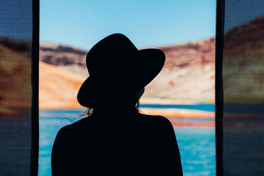 Woman in hat silhouette